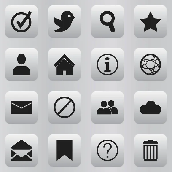Set di 16 icone di rete modificabili. Include simboli come segnalibro, rete, profilo e altro ancora. Può essere utilizzato per la progettazione web, mobile, UI e infografica . — Vettoriale Stock