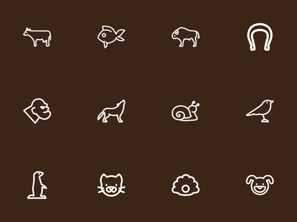 Conjunto de 12 iconos de contorno animal editables. Incluye símbolos como la perla, la vaca, el lobo y más. Puede ser utilizado para el diseño de la tela, móvil, interfaz de usuario e infografía . — Archivo Imágenes Vectoriales