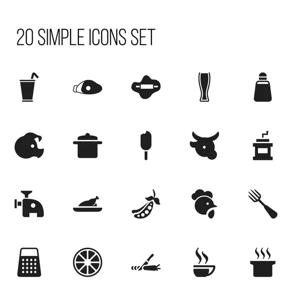 Набор из 20 столовых кухонных иконок. Includes Symbols such as Soup Pot, Dough, Orange and More. Can be used for Web, Mobile, UI and Infographic Design . — стоковый вектор