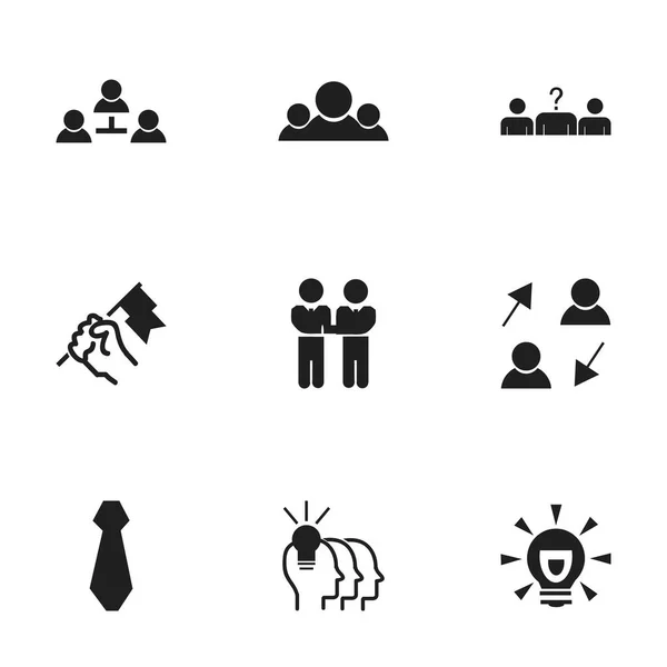 Set von 9 editierbaren Business-Icons. beinhaltet Symbole wie Partnerschaft, Team, Publizieren und mehr. kann für Web-, Mobil-, UI- und Infografik-Design verwendet werden. — Stockvektor