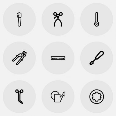 9 düzenlenebilir enstrüman anahat simgeleri ayarlayın. Tatlım sopa, sulama olabilir, gibi simgeler dönüş-vida ve daha fazlasını içerir. Web, mobil, UI ve Infographic tasarımı için kullanılabilir.