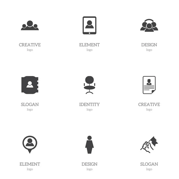 Conjunto de 9 iconos de negocio editables. Incluye símbolos como Cv, Equipo, Smartphone y más. Puede ser utilizado para el diseño de la tela, móvil, interfaz de usuario e infografía . — Vector de stock