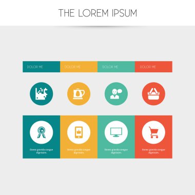 8 düzenlenebilir iş simgeler kümesi. Online alışveriş çaydanlık, erkek, konuşmak ve daha fazlası gibi simgeler içerir. Web, mobil, UI ve Infographic tasarımı için kullanılabilir.