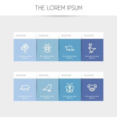8 düzenlenebilir hayvan anahat simgeler kümesi. Gergedan, kelebek, örümcek ve daha fazlası gibi simgeler içerir. Web, mobil, UI ve Infographic tasarımı için kullanılabilir.