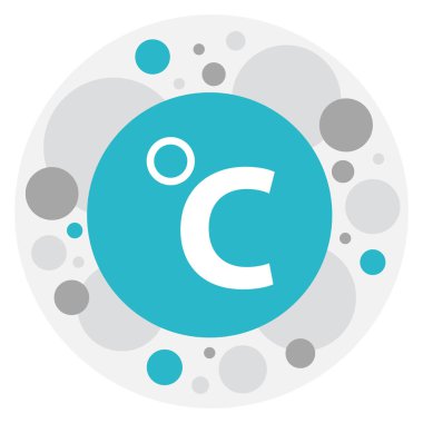 Vektör çizim ölçek sıcaklık simgesinin iklim sembolü. Üstün kaliteli modaya uygun düz stil öğesinde Celcius derece izole.