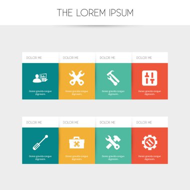 8 düzenlenebilir onarım simgeler kümesi. Somun anahtarı, ayarları, ayarlar ve daha fazlası gibi simgeler içerir. Web, mobil, UI ve Infographic tasarımı için kullanılabilir.