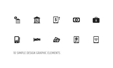 10 düzenlenebilir Finans simgeler kümesi. Vergi, kablosuz bağlantı, durum ve daha fazlası gibi simgeler içerir. Web, mobil, UI ve Infographic tasarımı için kullanılabilir.