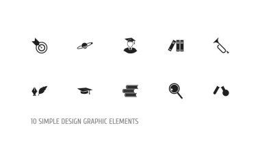 10 düzenlenebilir bilim simgeler kümesi. Edebiyat, Diplomaed erkek, dart tahtası ve daha fazlası gibi simgeler içerir. Web, mobil, UI ve Infographic tasarımı için kullanılabilir.