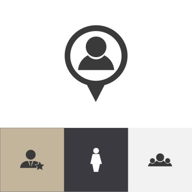 4 düzenlenebilir iş simgeler kümesi. Takım, işadamı, konum ve daha fazlası gibi simgeler içerir. Web, mobil, UI ve Infographic tasarımı için kullanılabilir.