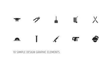 10 düzenlenebilir araçları simgeler kümesi. Bahçe makası, Sawblade, tornavida ve daha fazlası gibi simgeler içerir. Web, mobil, UI ve Infographic tasarımı için kullanılabilir.
