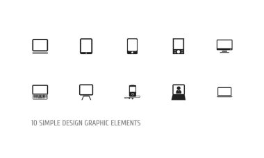 10 düzenlenebilir aygıtları simgeler kümesi. Laptop, Tv, Clavier ve daha fazlası gibi simgeler içerir. Web, mobil, UI ve Infographic tasarımı için kullanılabilir.