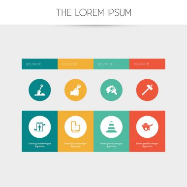 8 düzenlenebilir inşaat simgeler kümesi. Çırpma teli, Blueprint, eller gibi simgeler içerir. Web, mobil, UI ve Infographic tasarımı için kullanılabilir.