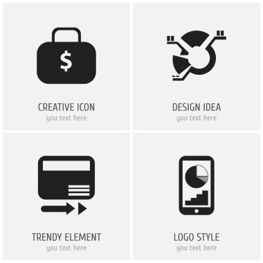 4 düzenlenebilir Analytics simgeler kümesi. Sembolleri içerir gibi telefon istatistikleri, ödeme kurtarmak, para çantasını ve daha fazlası. Web, mobil, UI ve Infographic tasarımı için kullanılabilir.