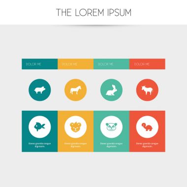 8 düzenlenebilir hayvan simgeler kümesi. Kaplan, kaplumbağa ve tavşan gibi simgeler içerir. Web, mobil, UI ve Infographic tasarımı için kullanılabilir.