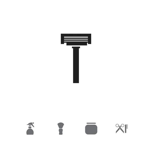 Set de 5 iconos de barbería editables. Incluye símbolos como afeitadora, herramientas de peluquería, caja de crema y más. Puede ser utilizado para el diseño de la tela, móvil, interfaz de usuario e infografía . — Vector de stock