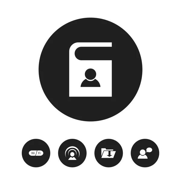 Set van 5 bewerkbare Global iconen. Bevat symbolen zoals verbinding, Wifi, denken Man en meer. Kan worden gebruikt voor Web, Mobile, Ui en Infographic Design. — Stockvector