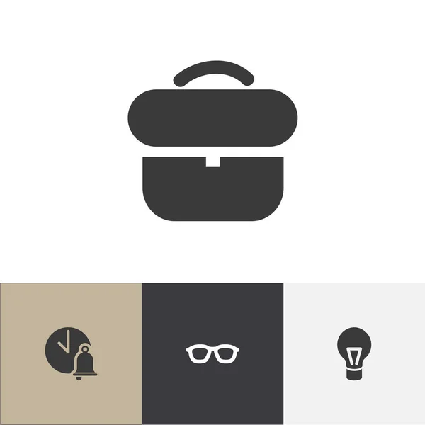 Набір з 4 редаговані науки іконок. Включає в себе символи, такі як окуляри, лампа, портфелі та багато іншого. Може використовуватися для веб, мобільні, призначеного для користувача інтерфейсу і інфографіки дизайн. — стоковий вектор