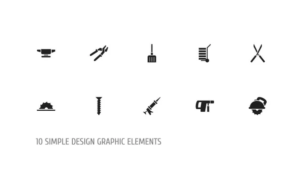 Set van 10 bewerkbare Tools iconen. Bevat symbolen zoals tuin schaar, zaagblad, schroevendraaier en meer. Kan worden gebruikt voor Web, Mobile, Ui en Infographic Design. — Stockvector