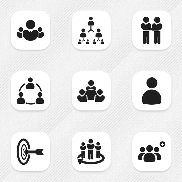 9 düzenlenebilir takım simgeler kümesi. Erkek, takım, hiyerarşi ve daha fazlası gibi simgeler içerir. Web, mobil, UI ve Infographic tasarımı için kullanılabilir.