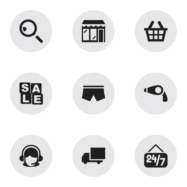 Σύνολο 9 εικόνες επεξεργάσιμο επιχειρήσεων. Περιλαμβάνει σύμβολα όπως κατάστημα, καλάθι, μεγάλη πώληση και περισσότερο. Μπορεί να χρησιμοποιηθεί για Web, Mobile, Ui και σχεδίασης γραφήματος. — Διανυσματικό Αρχείο
