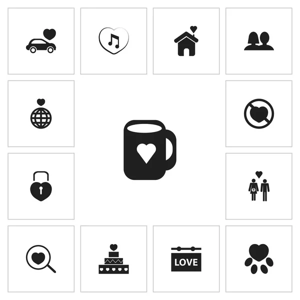 Conjunto de 13 Ícones de Coração Editáveis. Inclui símbolos como carro, casa, proibir e muito mais. Pode ser usado para Web, Mobile, UI e design infográfico . —  Vetores de Stock