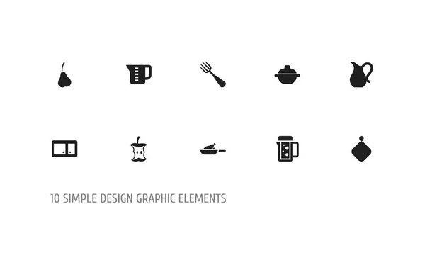 Uppsättning av 10 redigerbara mat ikoner. Innehåller symboler som till exempel Grill, frukt, Sideboard och mer. Kan användas för webb-, mobil-, Ui- och Infographic Design. — Stock vektor