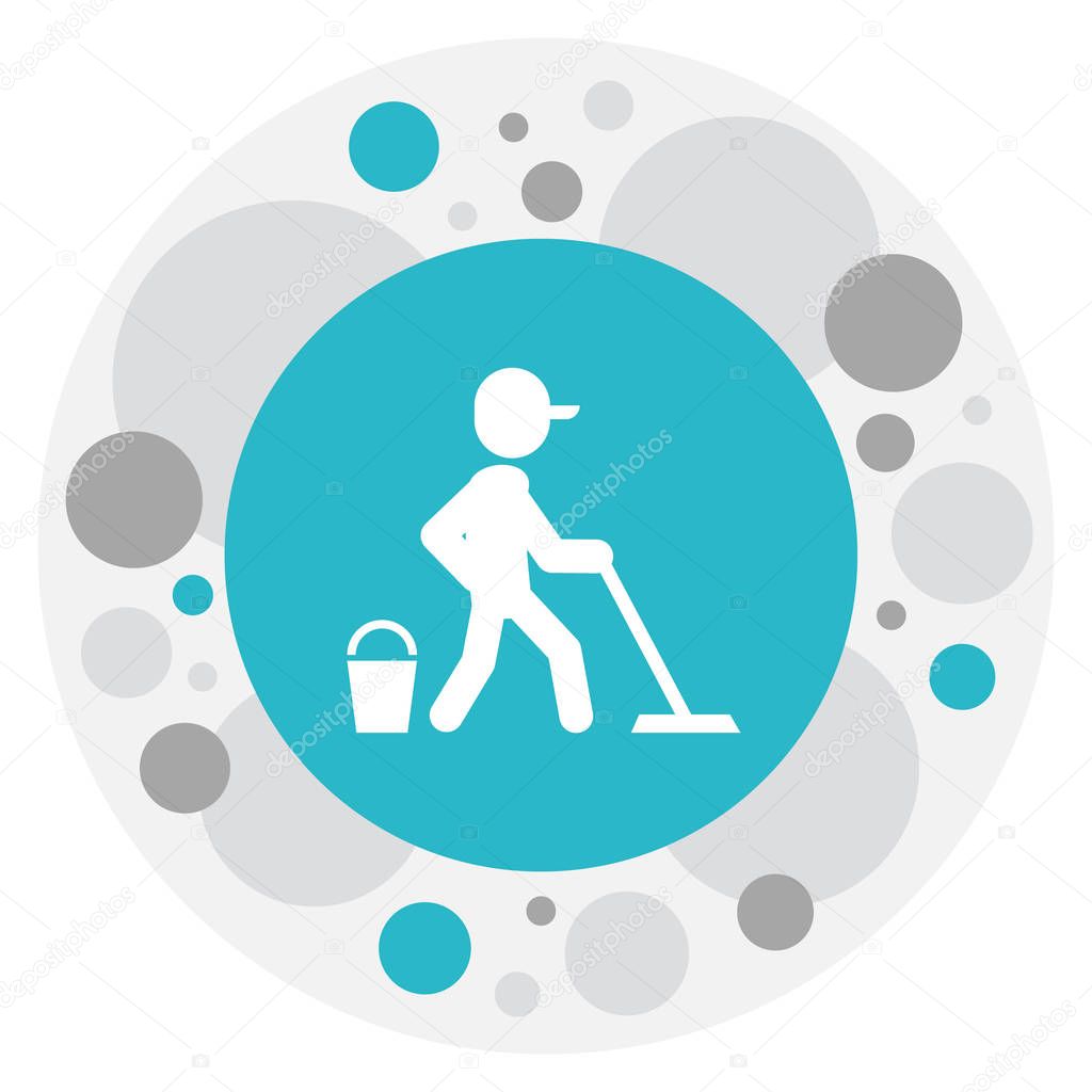 Vector Illustration Of Hygiene Symbol On Mopping Icon. Premium Quality Isolated Cleaner  Element In Trendy Flat Style.
