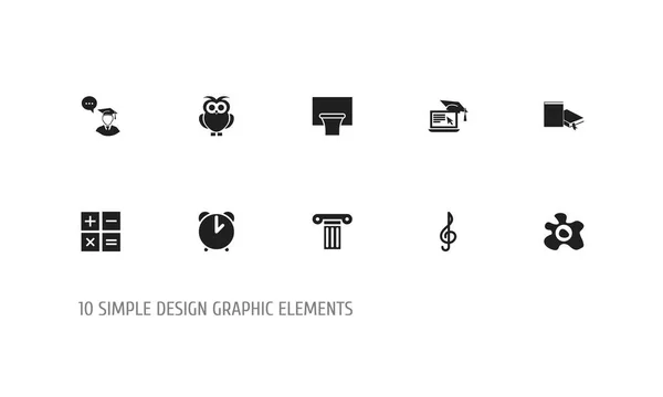 10 件套可编辑教图标。包括符号支柱、 书签、 研究生等。可用于 Web、 移动、 Ui 和数据图表设计. — 图库矢量图片