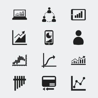 12 düzenlenebilir Analytics simgeler kümesi. Büyüme, kredi kartı, azalma ve daha fazlası gibi simgeler içerir. Web, mobil, UI ve Infographic tasarımı için kullanılabilir.