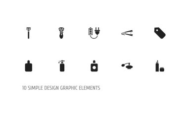 10 düzenlenebilir Kuaför simgeler kümesi. Düzleştiriciyi, parfümcü, koku ve daha fazlası gibi simgeler içerir. Web, mobil, UI ve Infographic tasarımı için kullanılabilir.