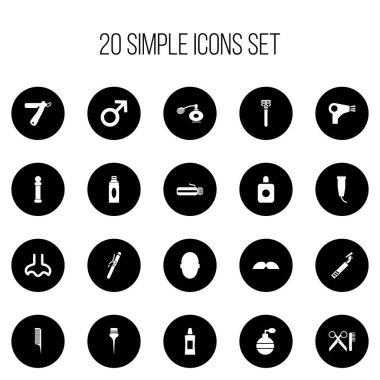 20 düzenlenebilir kuaförlük simgeler kümesi. Gadget, jel, kalem ve daha fazlası gibi simgeler içerir. Web, mobil, UI ve Infographic tasarımı için kullanılabilir.