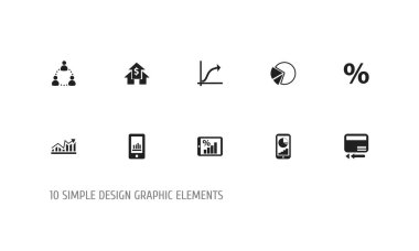 10 düzenlenebilir mantıksal simgeler kümesi. Pasta grafik, telefon istatistikleri, yüzde ve daha fazlası gibi simgeler içerir. Web, mobil, UI ve Infographic tasarımı için kullanılabilir.