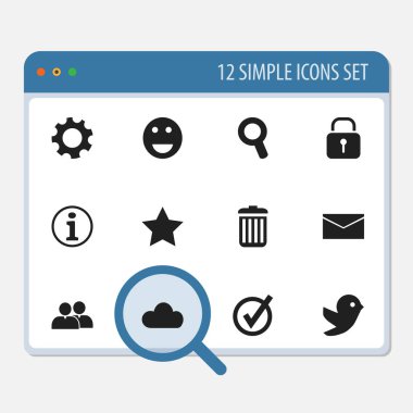 12 düzenlenebilir Internet simge kümesi. Grup, yer imi, güvenlik ve daha fazlası gibi simgeler içerir. Web, mobil, UI ve Infographic tasarımı için kullanılabilir.