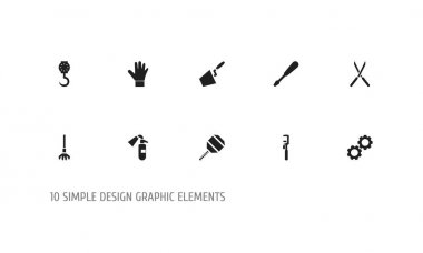10 düzenlenebilir enstrüman simgeler kümesi. Bahçe makası gibi simgeler içerir kazmaya, denge ve daha fazlası. Web, mobil, UI ve Infographic tasarımı için kullanılabilir.