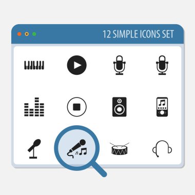 12 düzenlenebilir Mp3 simgeler kümesi. Sonu müzik, fonogram, Studio aygıt ve daha fazlası gibi simgeler içerir. Web, mobil, UI ve Infographic tasarımı için kullanılabilir.