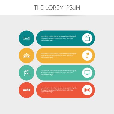 8 düzenlenebilir film simgeler kümesi. Film gözlük, stüdyo ışık, televizyon ve daha fazlası gibi simgeler içerir. Web, mobil, UI ve Infographic tasarımı için kullanılabilir.