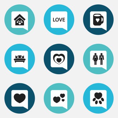 9 düzenlenebilir aşk simgeler kümesi. Cap, ruh, düzüşmek ve daha fazlası gibi simgeler içerir. Web, mobil, UI ve Infographic tasarımı için kullanılabilir.