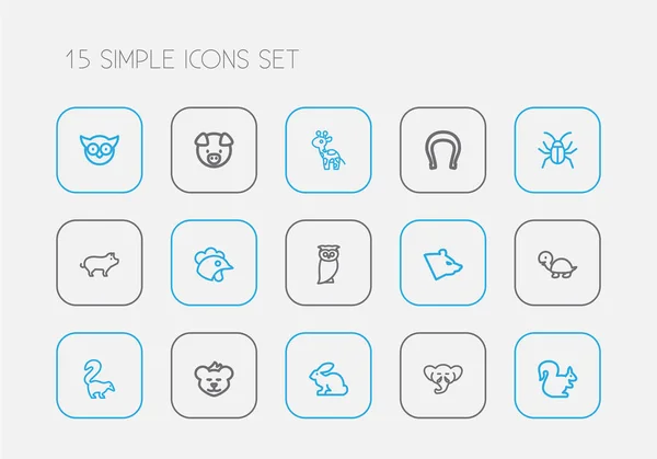 Uppsättning av 15 redigerbara Zoo disposition ikoner. Innehåller symboler som till exempel skalbaggen, Polar, ungtupp och mer. Kan användas för webb-, mobil-, Ui- och Infographic Design. — Stock vektor