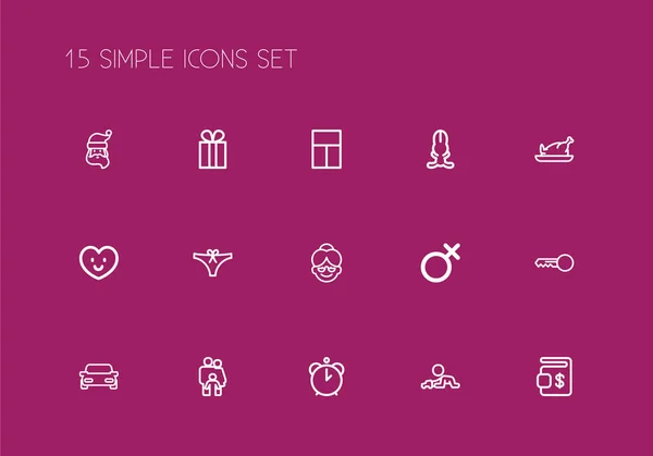 Uppsättning av 15 redigerbara familj disposition ikoner. Innehåller symboler som ledtrådar, Bunny, kärlek och mer. Kan användas för webb-, mobil-, Ui- och Infographic Design. — Stock vektor