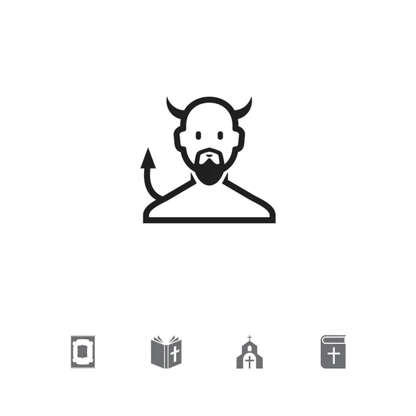 Ensemble de 5 icônes Dyne modifiables. Comprend des symboles tels que juif, livre chrétien, Satan et plus encore. Peut être utilisé pour le Web, mobile, interface utilisateur et infographie . — Image vectorielle