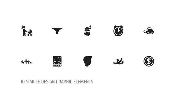Zestaw 10 ikon można edytować ludzi. Zawiera symbole, takie jak wózek, Kin, kuchenka i więcej. Mogą być używane dla sieci Web, mobilnych, interfejsu użytkownika i Infographic Design. — Wektor stockowy