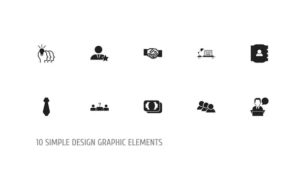 Uppsättning av 10 redigerbara Business ikoner. Innehåller symboler som valuta, kontaktlista, idé och mycket mer. Kan användas för webb-, mobil-, Ui- och Infographic Design. — Stock vektor