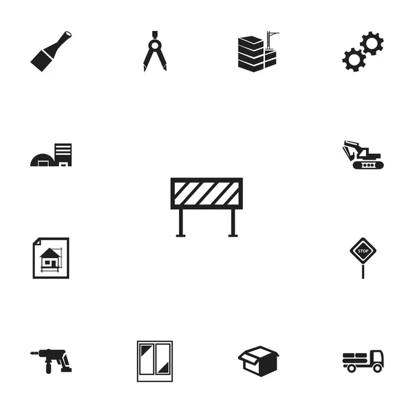 Ensemble de 13 icônes de construction modifiables. Comprend des symboles tels que la machine d'excavation, pick-up, roue dentée et plus encore. Peut être utilisé pour le Web, mobile, interface utilisateur et infographie . — Image vectorielle