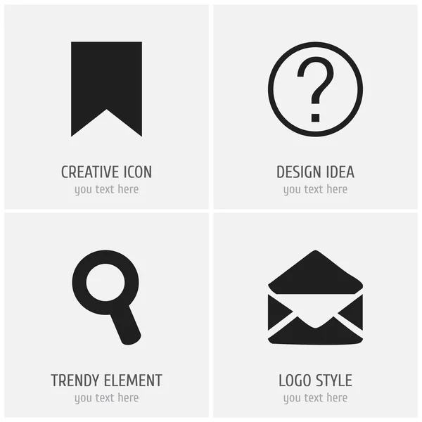 Conjunto de 4 iconos web editables. Incluye símbolos tales como etiqueta, examen, lupa y más. Puede ser utilizado para el diseño de la tela, móvil, interfaz de usuario e infografía . — Vector de stock