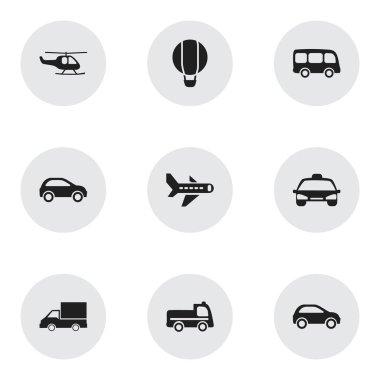 9 düzenlenebilir sevk irsaliyesi simgeler kümesi. Uçak, otomobil, Camion ve daha fazlası gibi simgeler içerir. Web, mobil, UI ve Infographic tasarımı için kullanılabilir.
