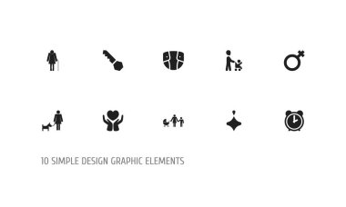 10 düzenlenebilir aile simgeler kümesi. Yaşlı kadın ve daha fazla Perambulator, aşk, Kaydet gibi simgeler içerir. Web, mobil, UI ve Infographic tasarımı için kullanılabilir.
