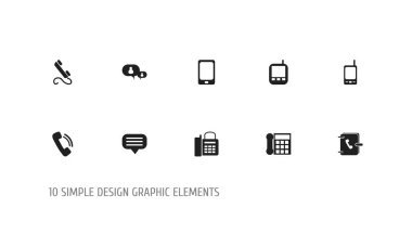 10 düzenlenebilir telefon simgeler kümesi. Adres defter, aygıt, Office telefon ve daha arıyor gibi simgeler içerir. Web, mobil, UI ve Infographic tasarımı için kullanılabilir.