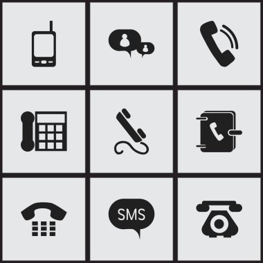 9 düzenlenebilir telefon simgeler kümesi. Radyo Talkie, çağrı cihazı, telefon ve daha fazlası gibi simgeler içerir. Web, mobil, UI ve Infographic tasarımı için kullanılabilir.