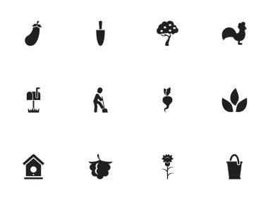 12 düzenlenebilir dikim simgeler kümesi. Kova, Bio, posta kutusu ve daha fazlası gibi simgeler içerir. Web, mobil, UI ve Infographic tasarımı için kullanılabilir.