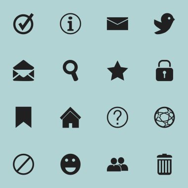 16 düzenlenebilir Internet simge kümesi. Mektup, ağ, güvenlik ve daha fazlası gibi simgeler içerir. Web, mobil, UI ve Infographic tasarımı için kullanılabilir.